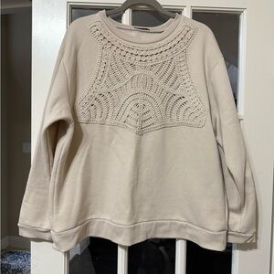 Zara Cream Sweater with Crochet Detail